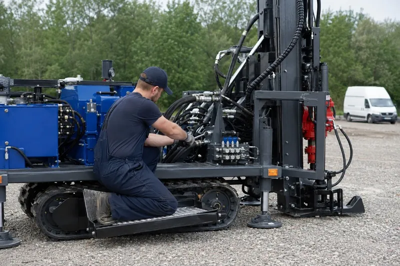 Lavori su una perforatrice cingolata