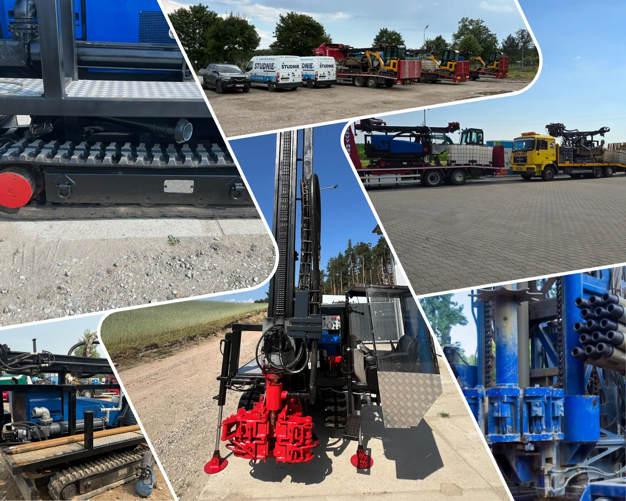 Wiertnica w pracy Wiertnica gąsienicowa w terenie